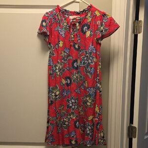Loft Hot Pink Floral Lace-Up Dress XS